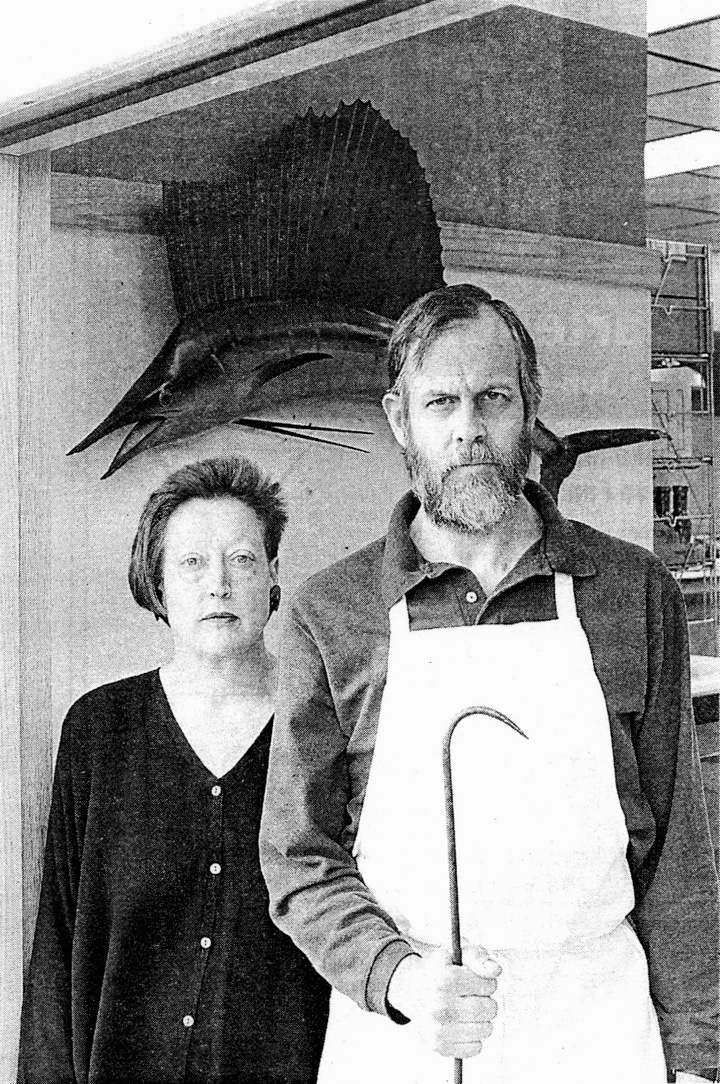 Martha Wilson and Vince Bruns, à la American Gothic